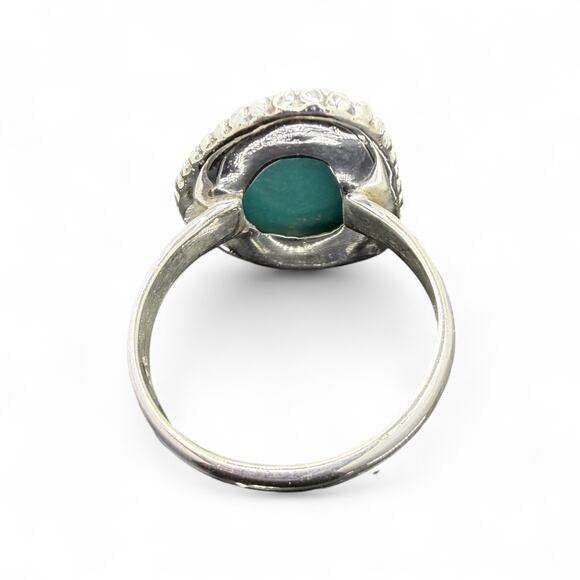 Blue Turquoise Ring Solid 925 Sterling Silver Size 8 Artisan Handmade - Picture 5 of 6